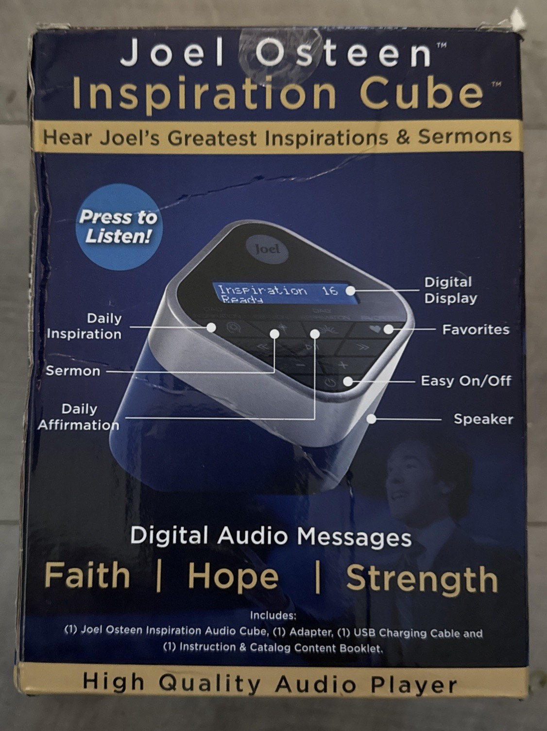 Joel Osteen Inspiration Audio Cube With Sermons and Affirmations-BT Speaker