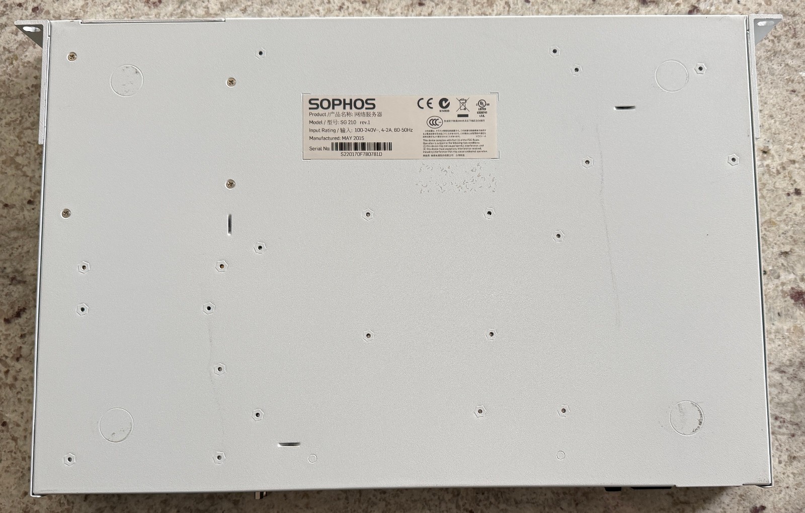 Sophos SG 210 rev.1 6-Port Gigabit Firewall Security Appliance w/ Rack Ears