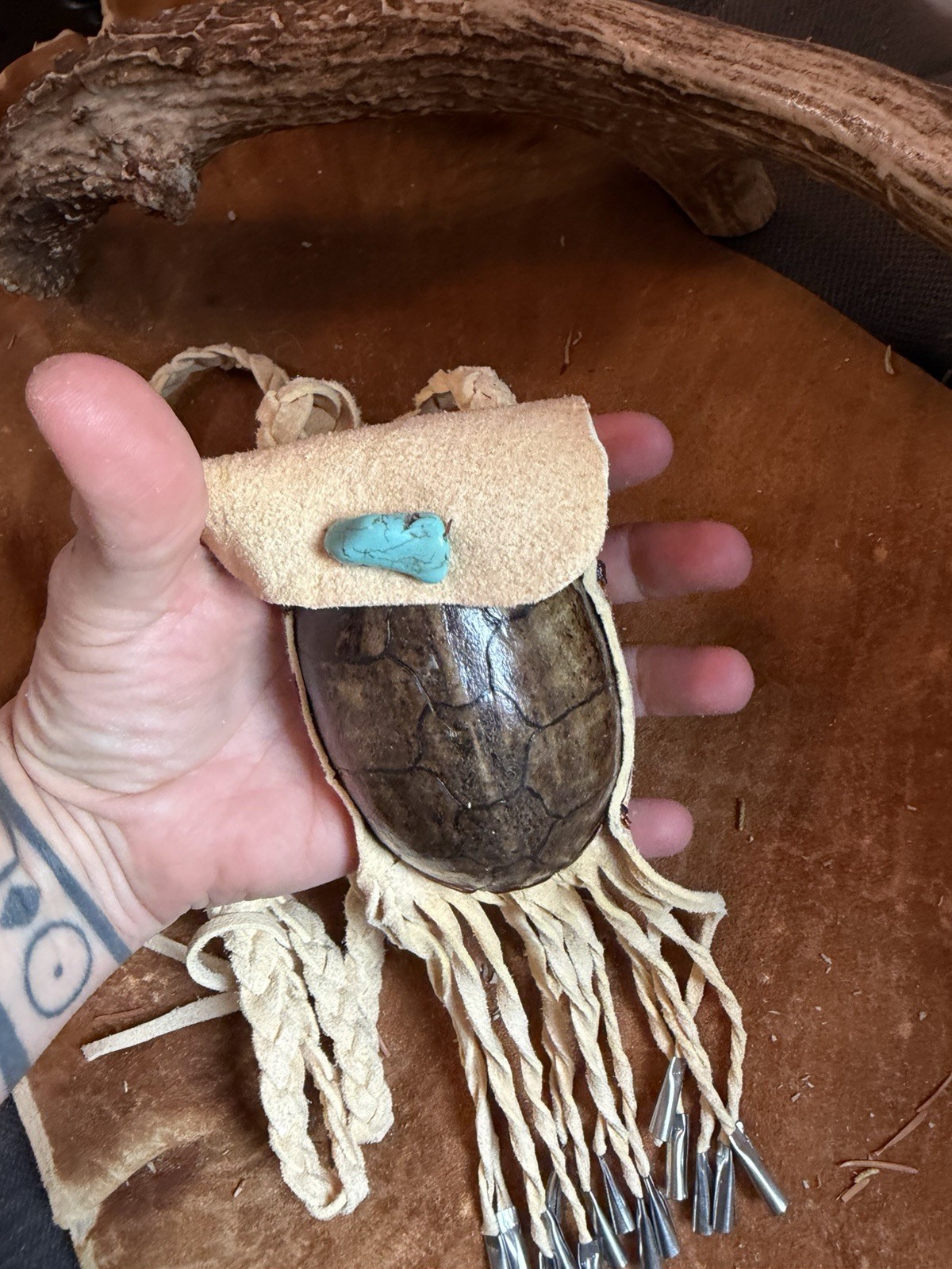 Native American turtle shell Medicine Bag Native Made Jumbo