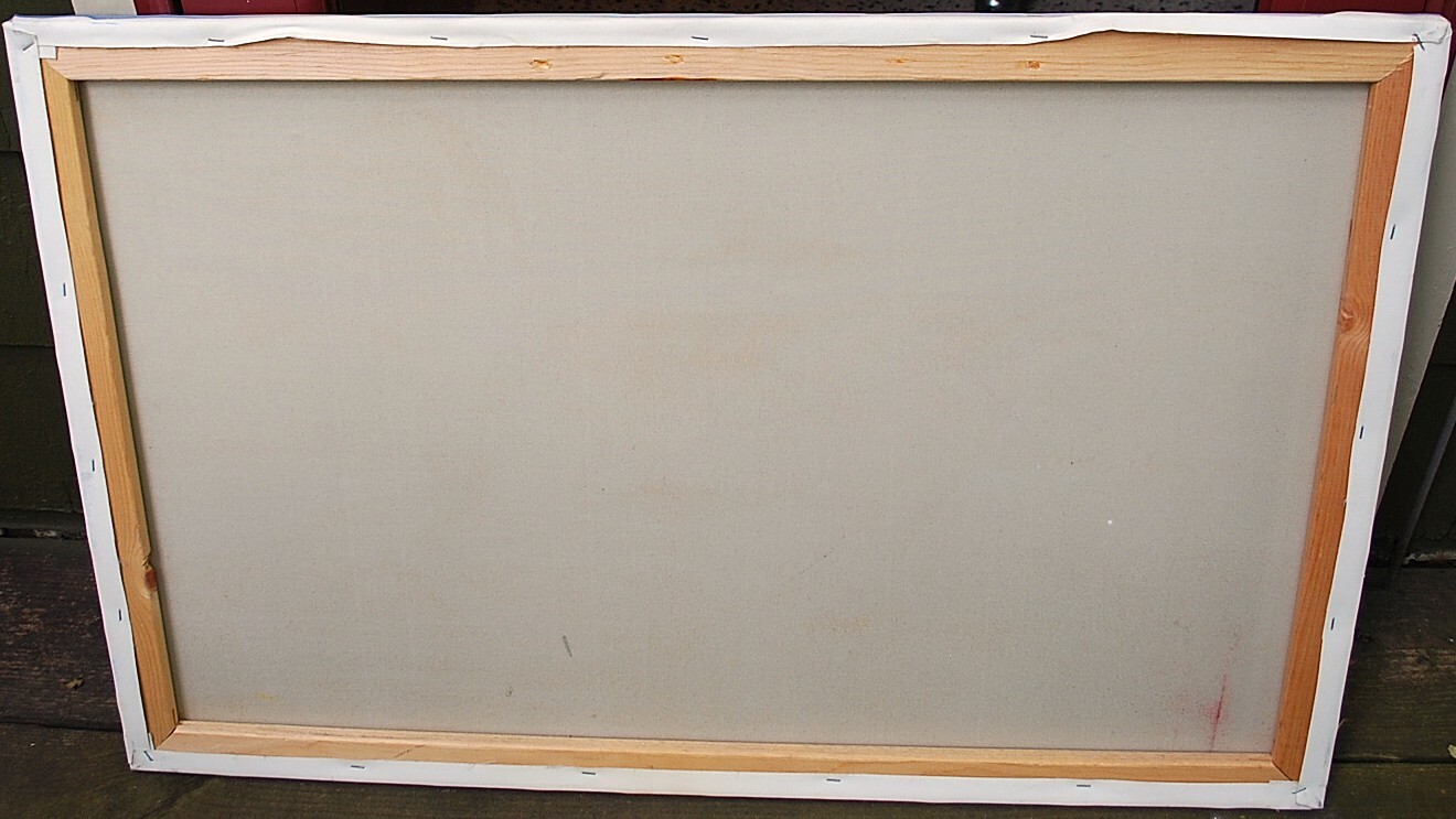 HORSE RUNNING ALONG OCEAN Original Art ACRYLIC PAINTING/CANVAS Signed 36" x 24"