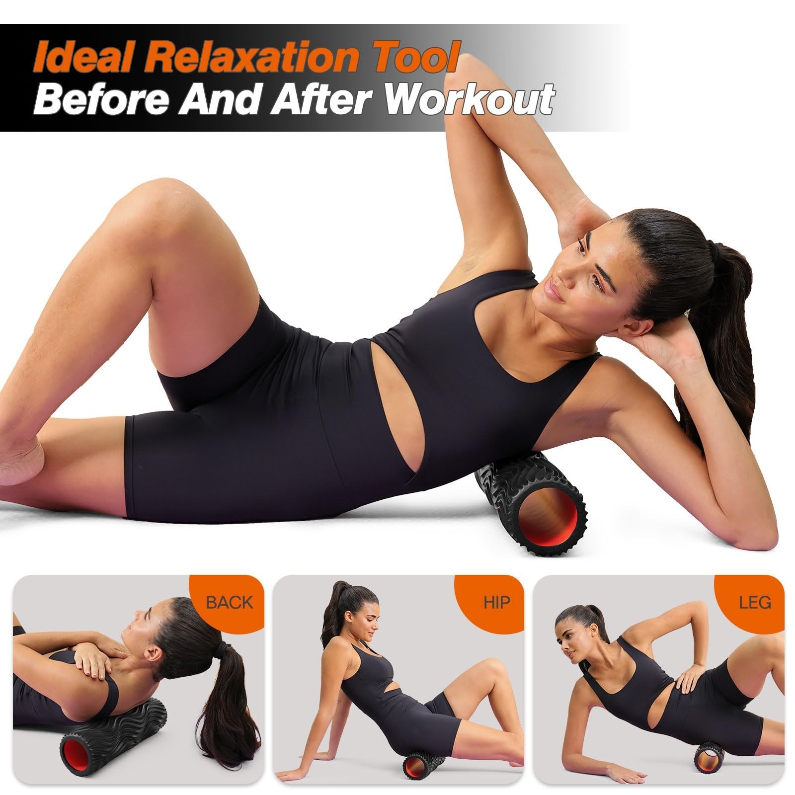 Foam Roller, 15" High Density Foam Back Roller, Wave Textured Massage Roller ...