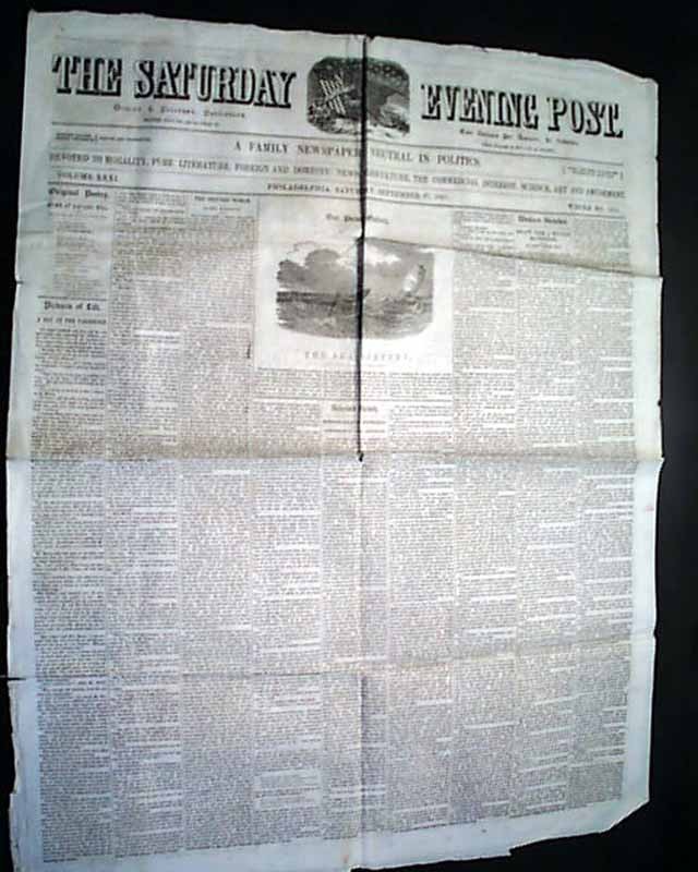 Early SEA SERPENT Monster Creature HMS Plumper Sighting w/ Print 1851 Newspaper