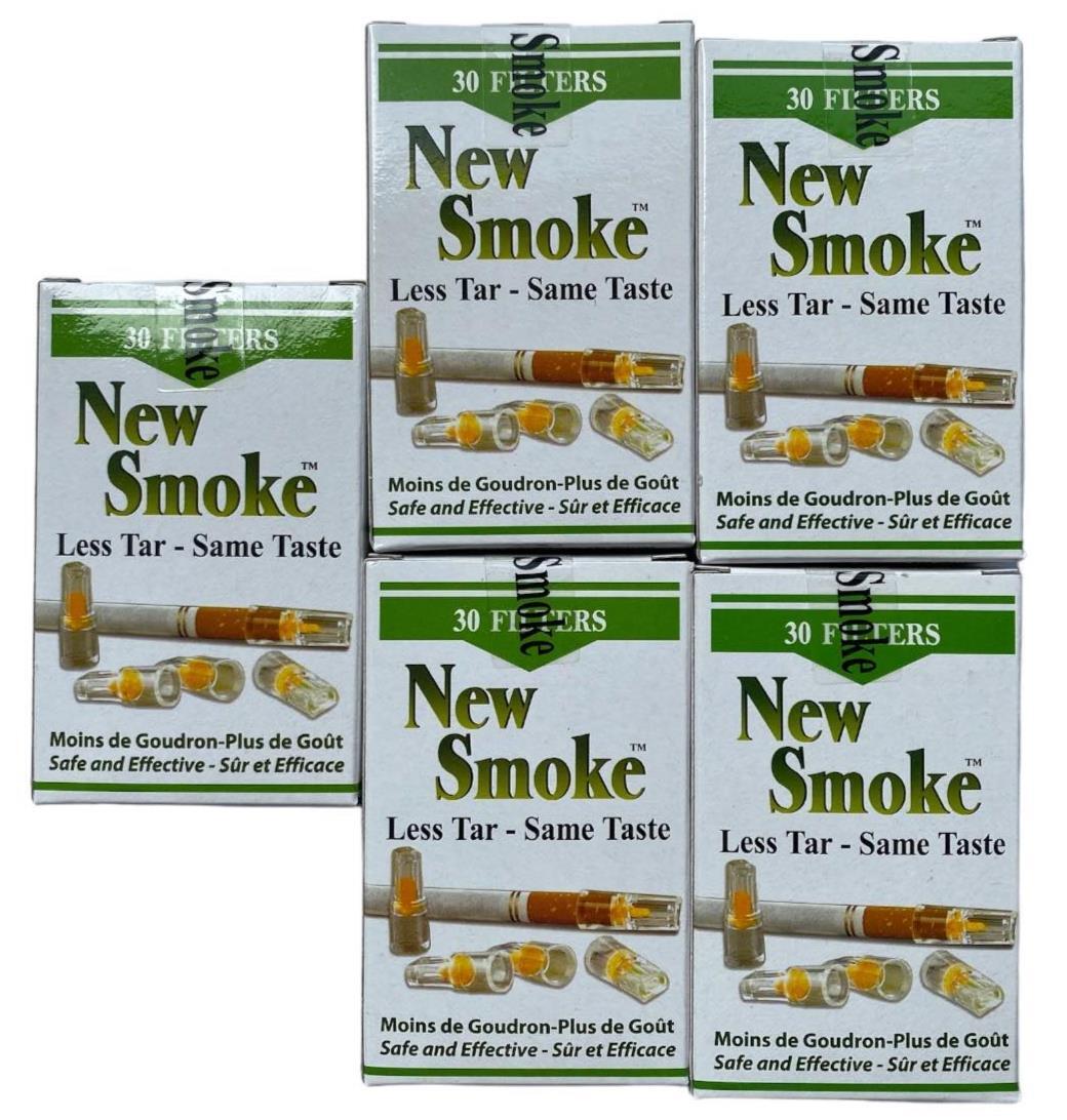5 PKS NEW SMOKE Cigarette Filters = 300 Filters - Lowers Nicotine Nic Out & Tar