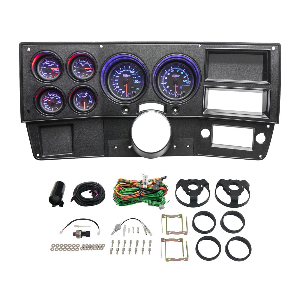 GlowShift Cluster Dashboard Panel Pod 6-Gauge Package Bundle for 73-87 Chevy C10
