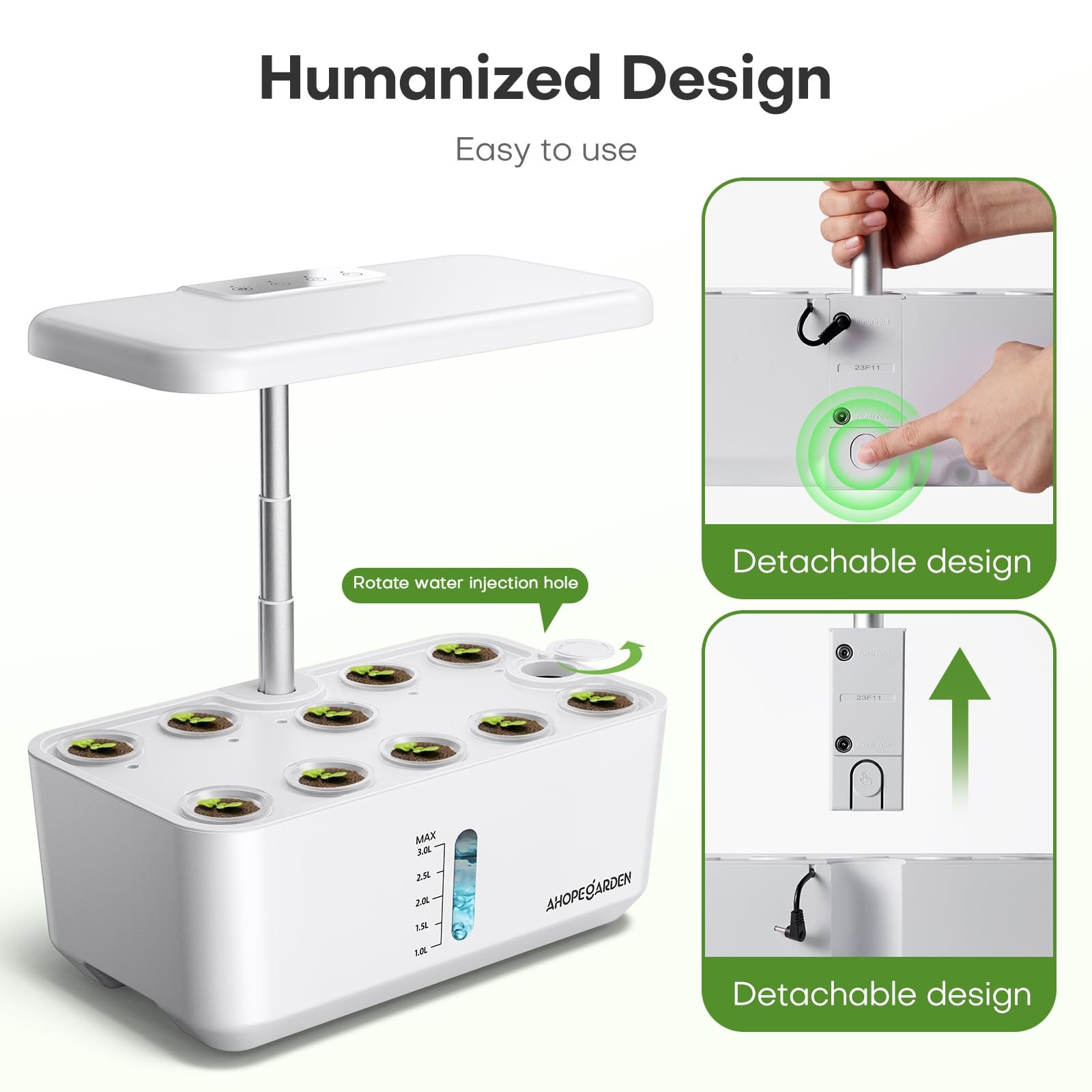 Ahopegarden Indoor Garden Hydroponics Growing System: 10 Pods 10 Pods, White