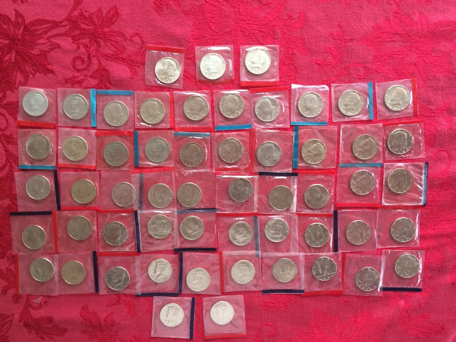 COMPLETE SET OF 1968-1981 1984-1999 P + D BU Kennedy Half Dollars IN MINT CELLO!