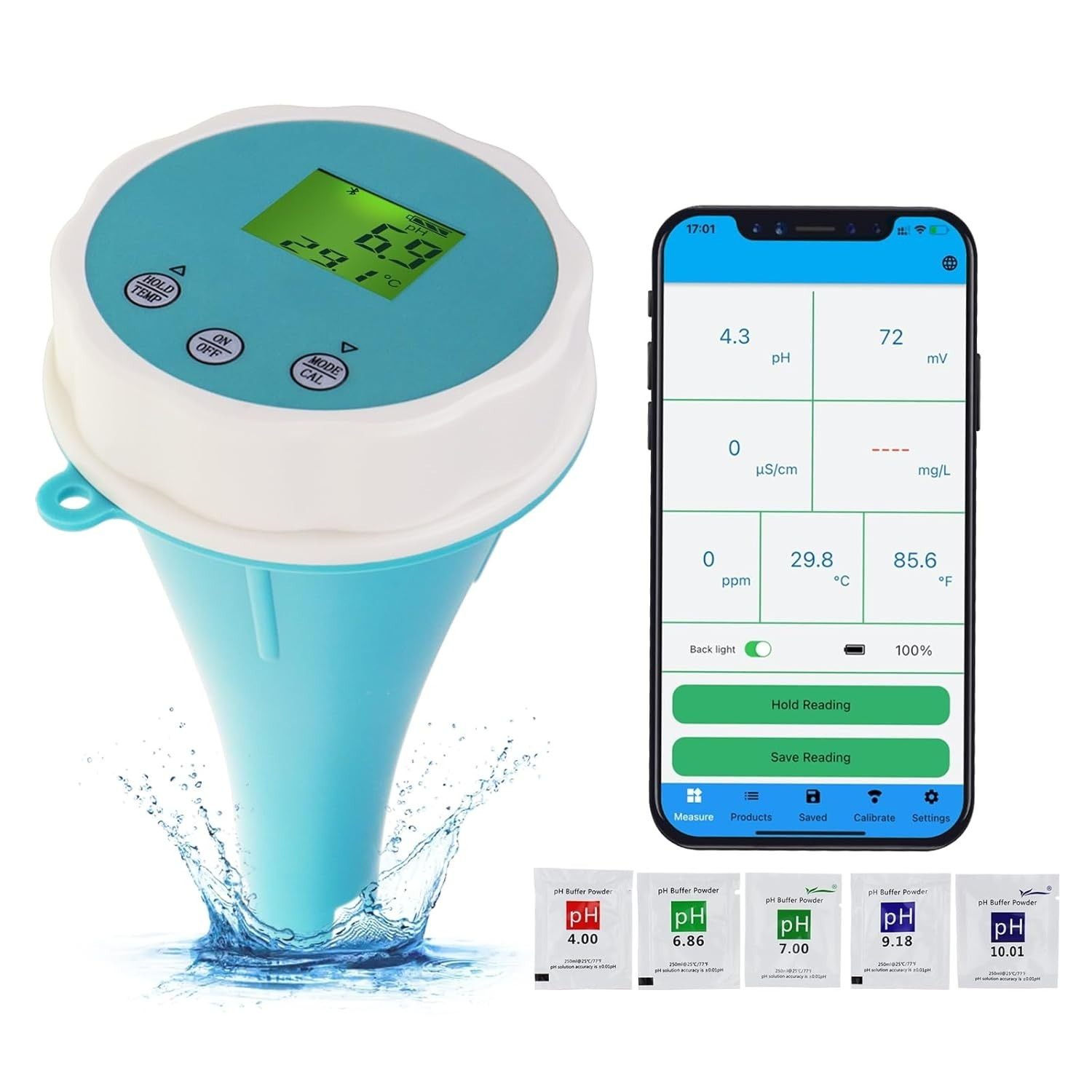 Floating Monitor - Bluetooth Smart Meter Tester for Pools PH/EC/TDS/ORP