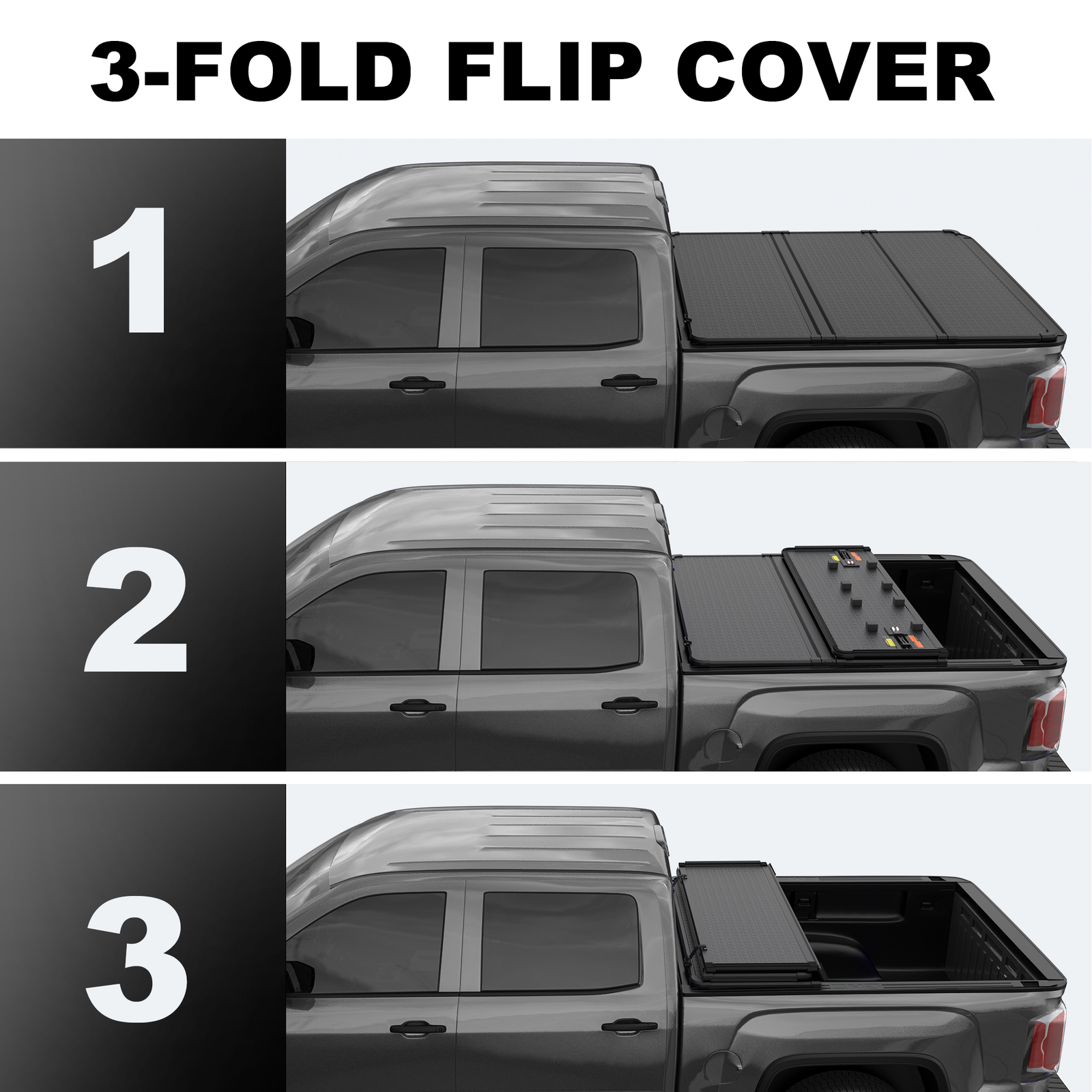 4.5ft 4.6ft Tri-Fold Hard Tonneau Cover For 2022-2025 Ford Maverick Truck Bed