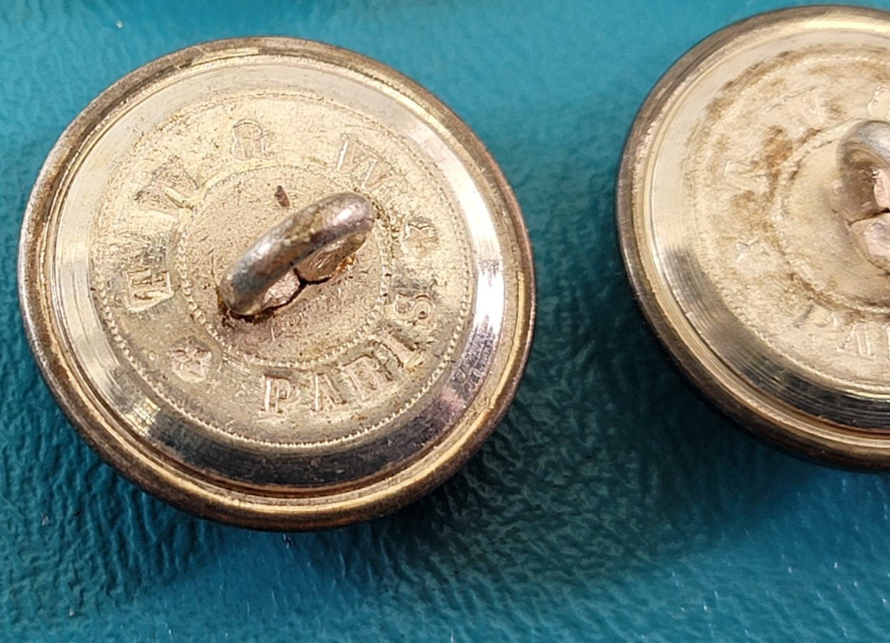 4 Spanish Amer War Army 2nd Light Infantry Buttons Silver Plate TW&W PARIS T1195