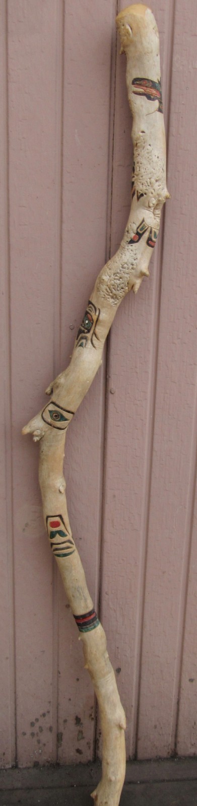 Northwest Coast Hand Carved SHAMAN Totem Walking Talking Stick Cane Pole STAFF