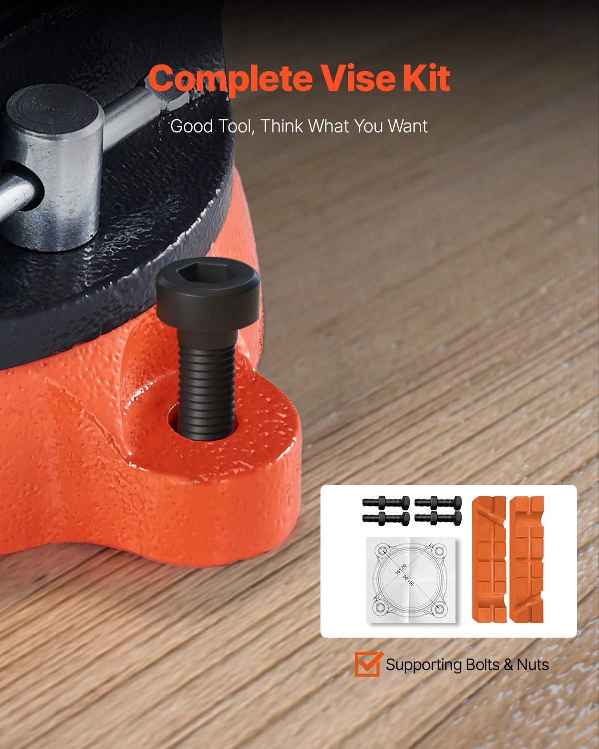 VEVOR 8" Bench Vise Multipurpose Heavy Duty Ductile Iron Swivel Locking Base