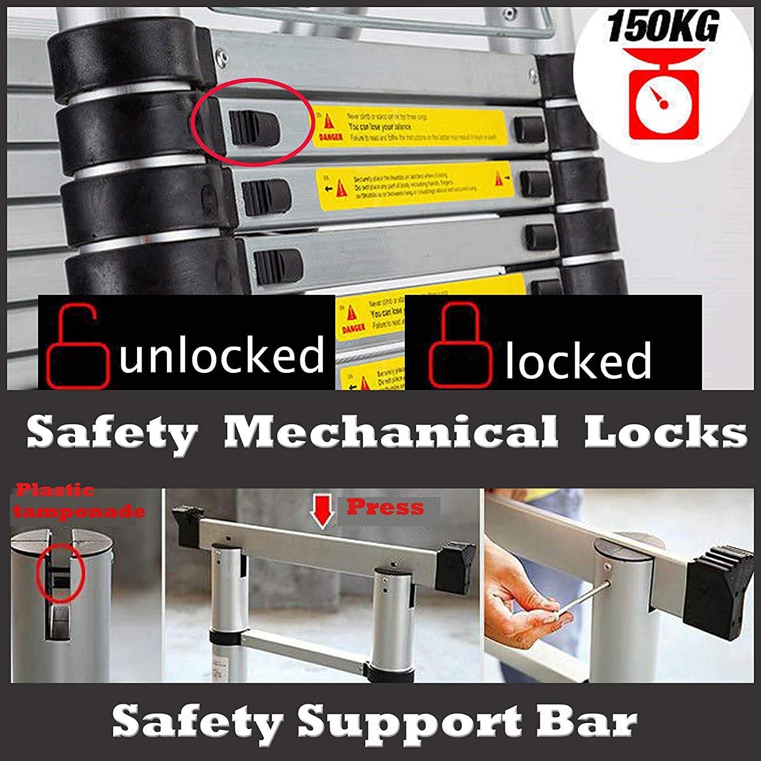 16.5FT Heavy Duty Multi-Purpose Aluminium Telescopic Ladder Extendable A-Frame