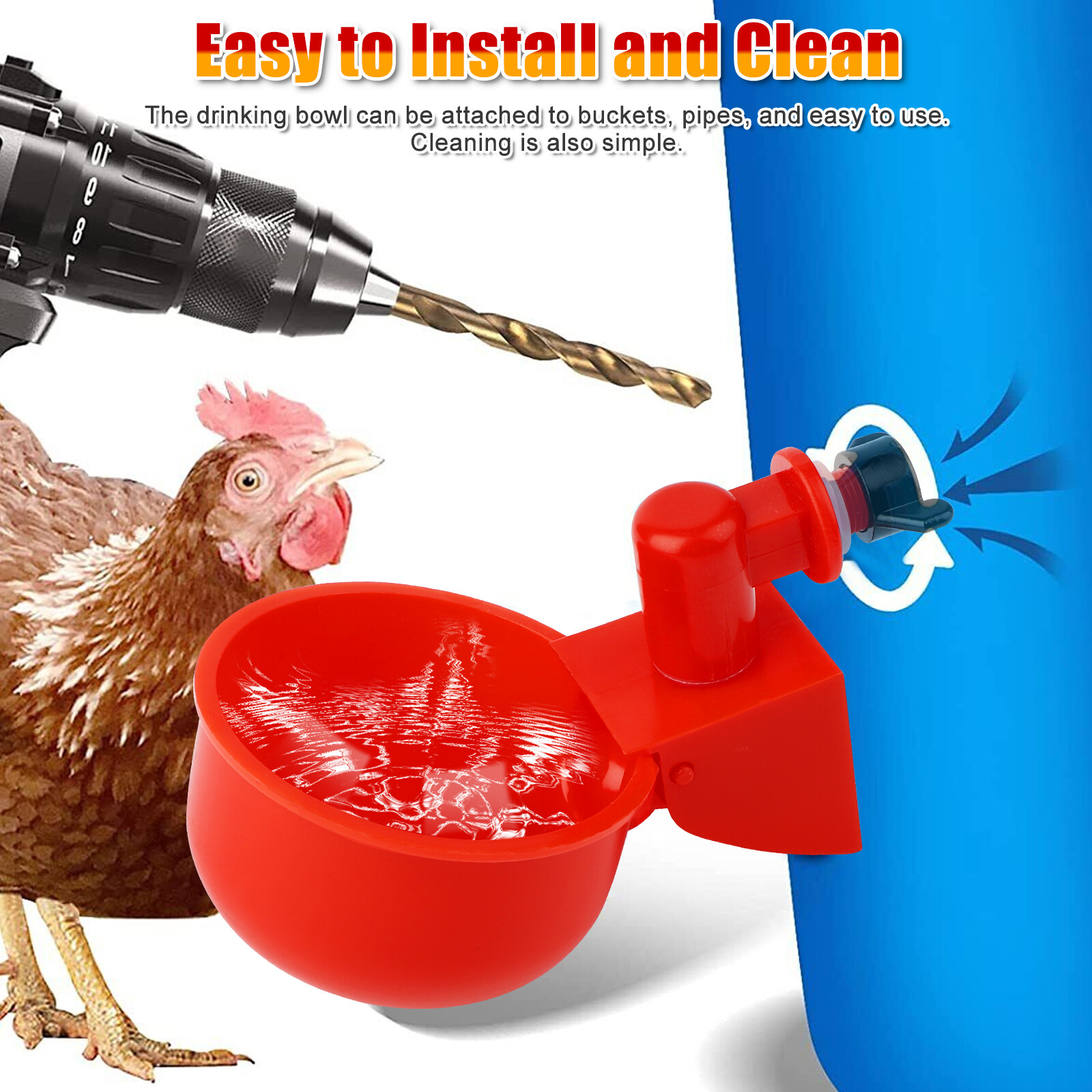 12PCS Chicken Automatic Watering Cups Drinker Waterer for Duck Quail Hen Poultry