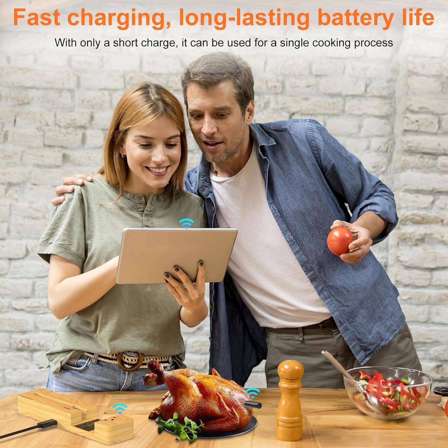 Wireless Meat Thermometer Bluetooth: with Ceramic Probe for Grilling/Cooking/BBQ