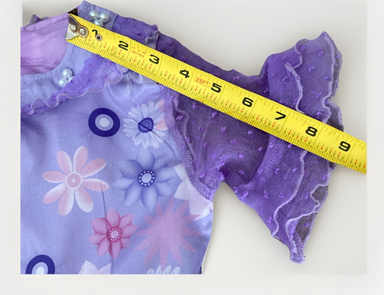 Party Dress Girls Floral Purple Lace Layered Embellished Pearls Size 6/7