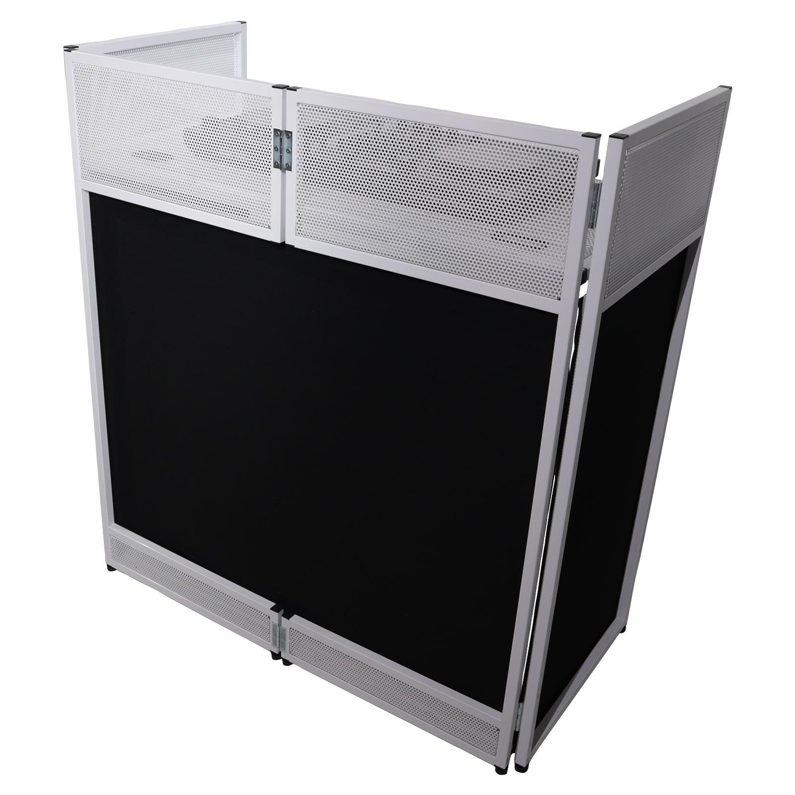 ProX XF-VISTA WH White Portable DJ Booth Facade Table Station w Scrim & Bag