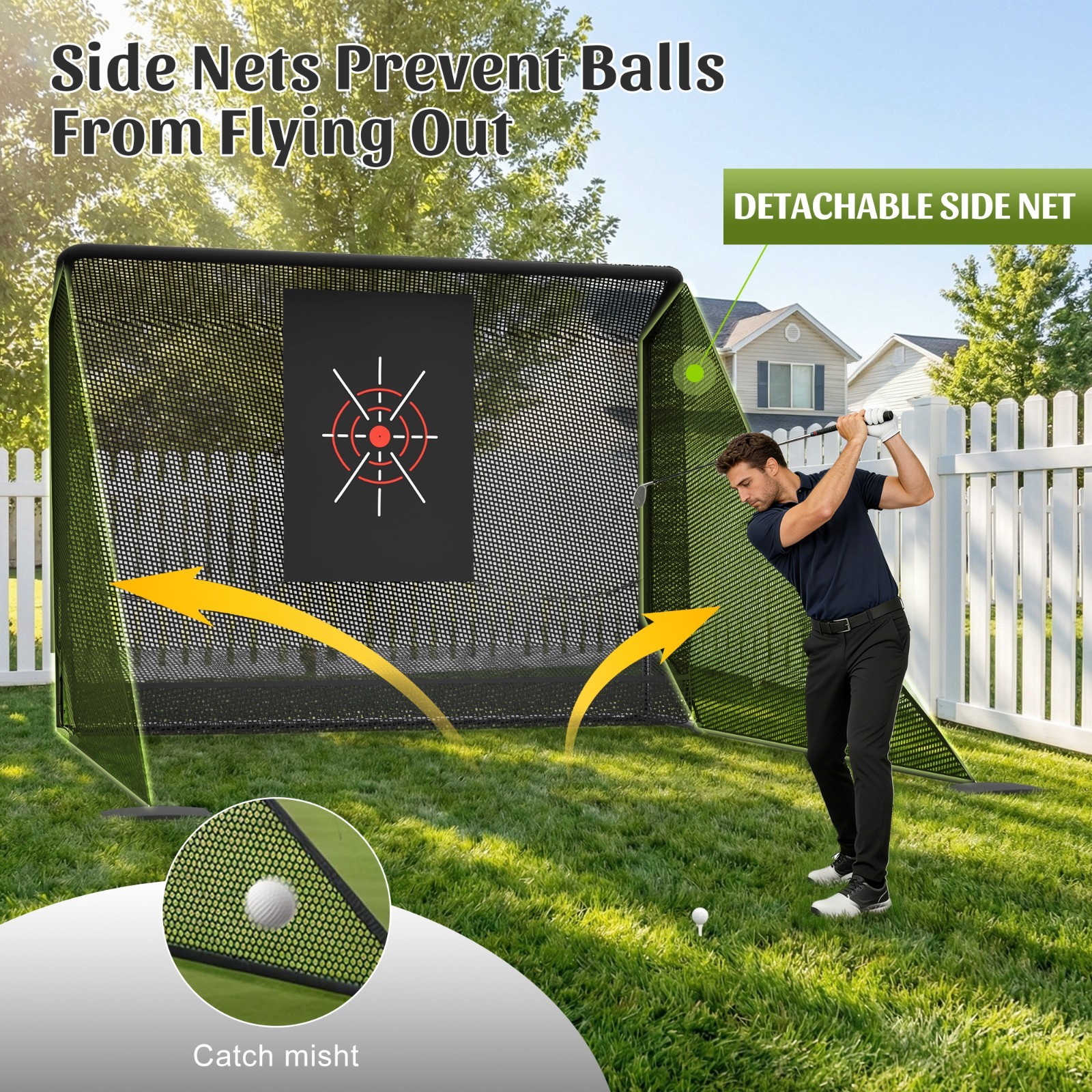 10x7.5 ft Golf Practice Hitting Net with Frame, Netting, Target and Accessories