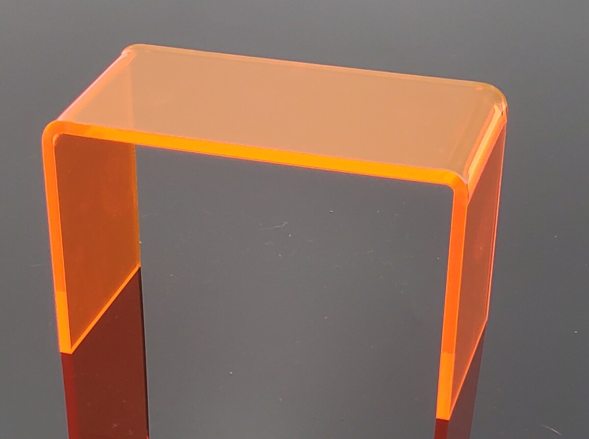 T'z Tagz 4-Inch-Deep Transparent Neon Orange Acrylic Riser Display Stand 2 Pack
