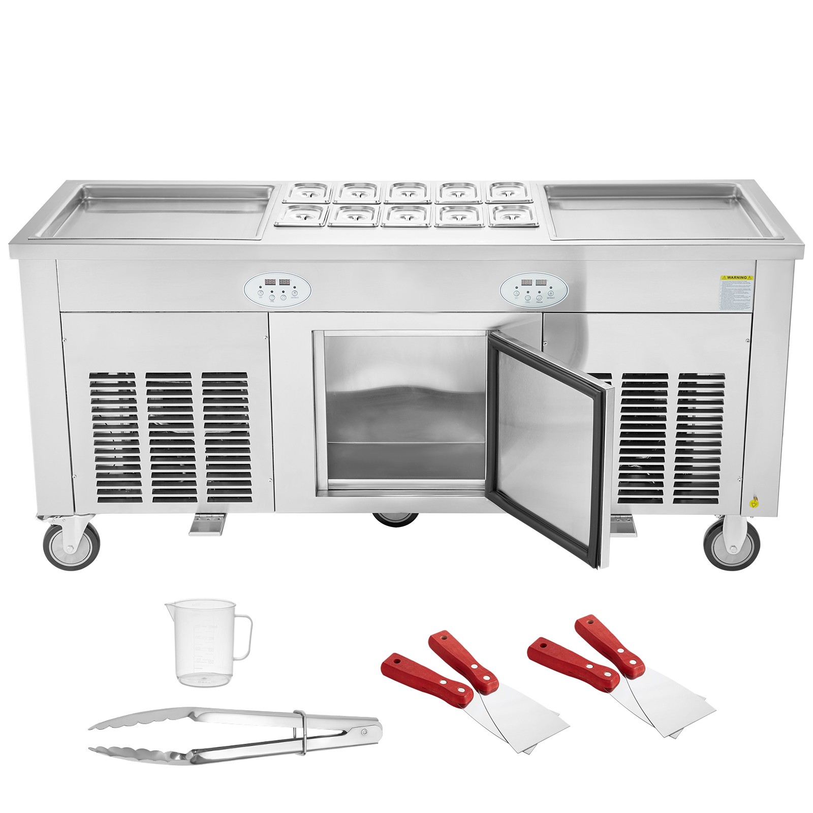 Fried Ice Cream Machine Ice Roll Maker 17.7x17.7" 2 Pans Yogurt Roll Maker