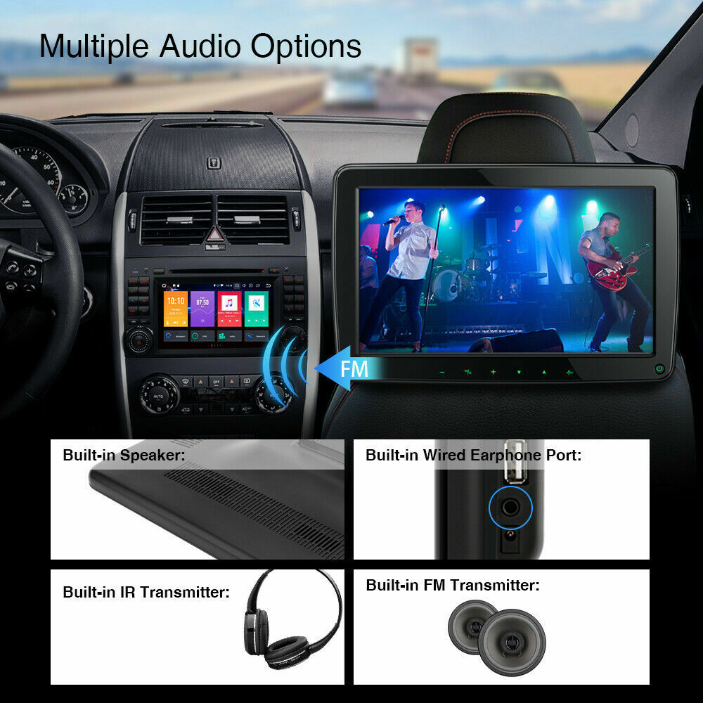 1 Pair 11.6" IPS Screen Car Headrest Monitor Multi-Media HMDI USB + 2x Headsets