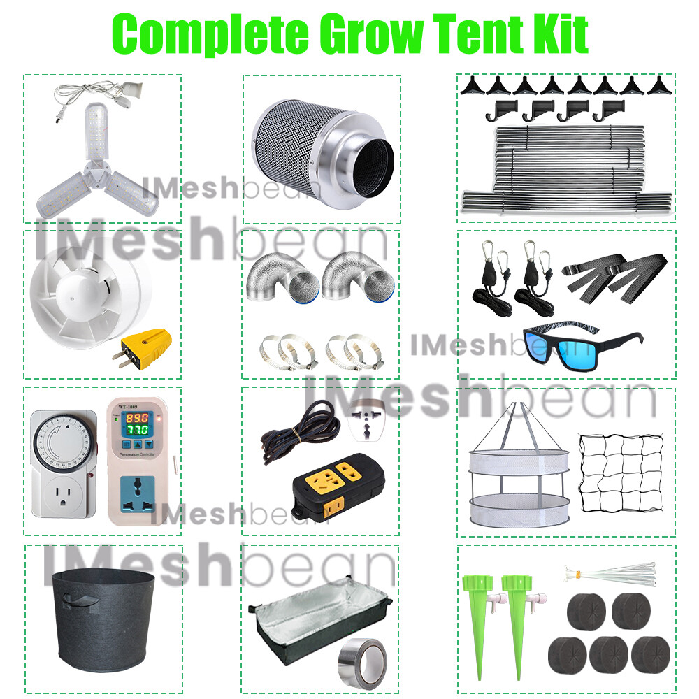 Complete Grow Tent Kit w/LED Full Spectrum Grow Light+Air Filter Kit+Duct Fan