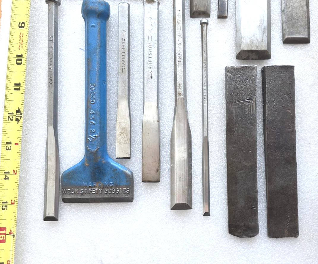 Lot of Vntg Blacksmith Tools Forge Metal Work Sculpture Tools Hammers Chisels