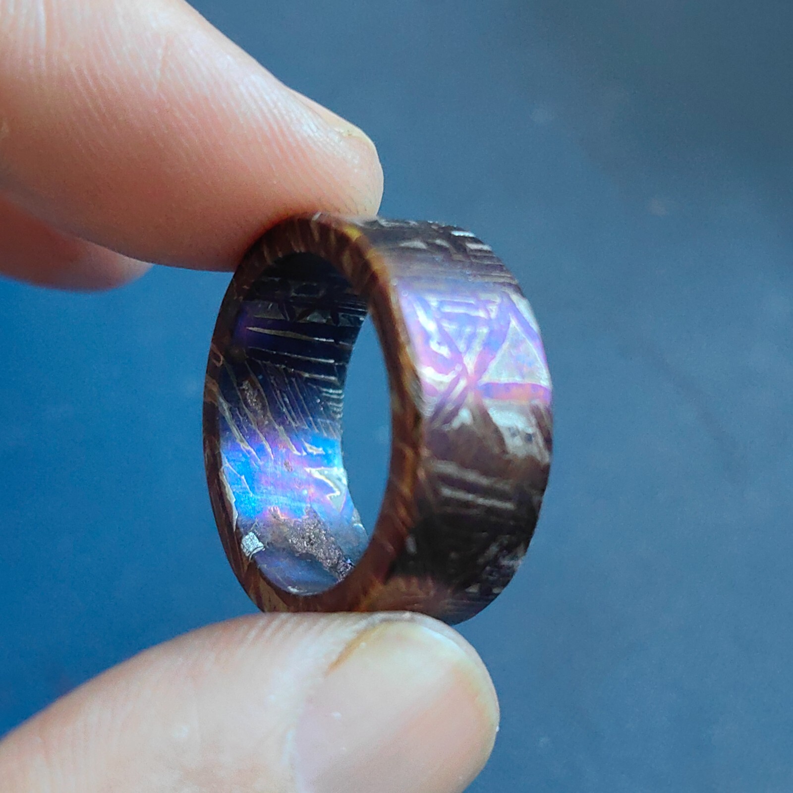 Muonionalusta meteorite ring Meteor Wedding Ring size:10