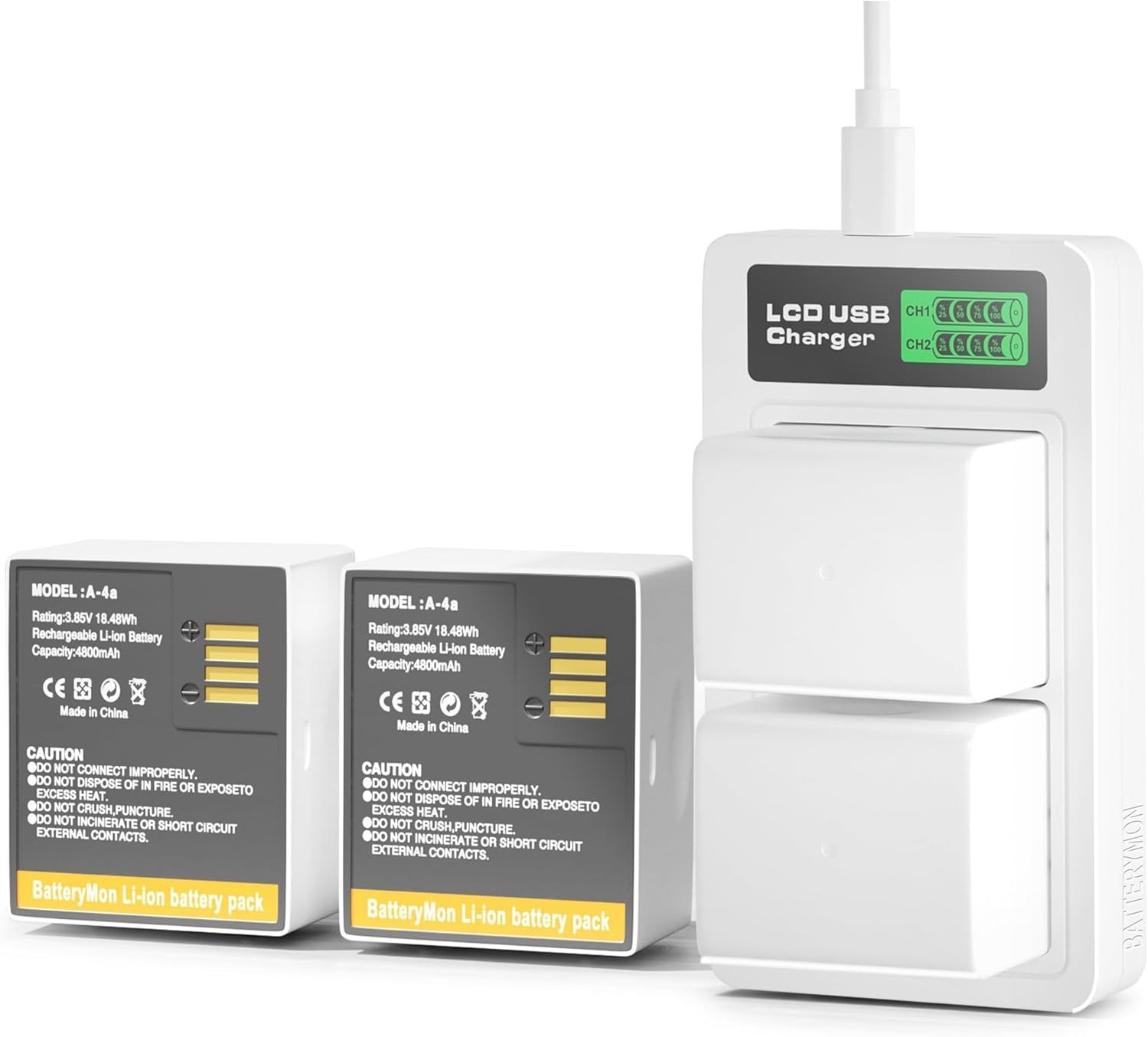 2-Pack Battery and Charger for Arlo Pro 4 Pro 3 Ultra 2 and Ultra Camera