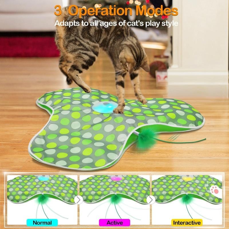 Interactive Cat Toys Rechargeable,MovingConcealed Feathers,Real Mouse Sque