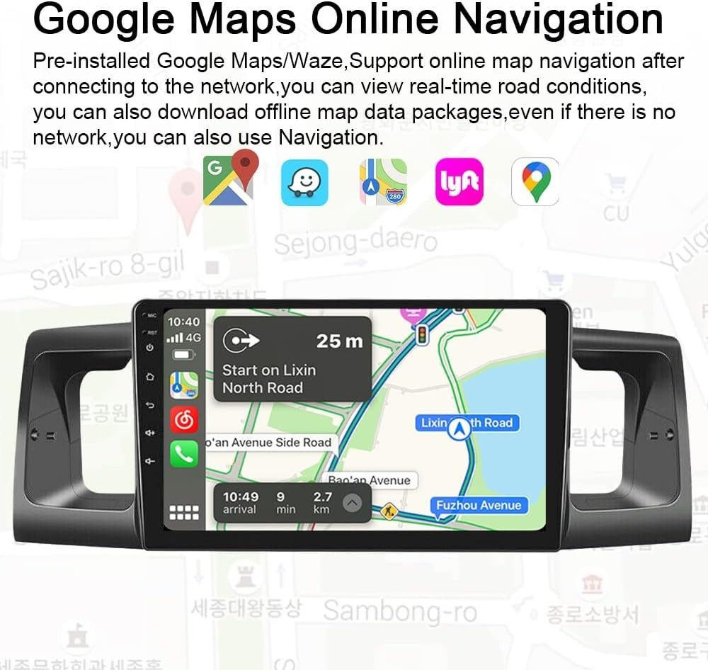 9"QLED Apple Carplay For Toyota Corolla 2003-08 Android 15 Car Stereo Radio GPS