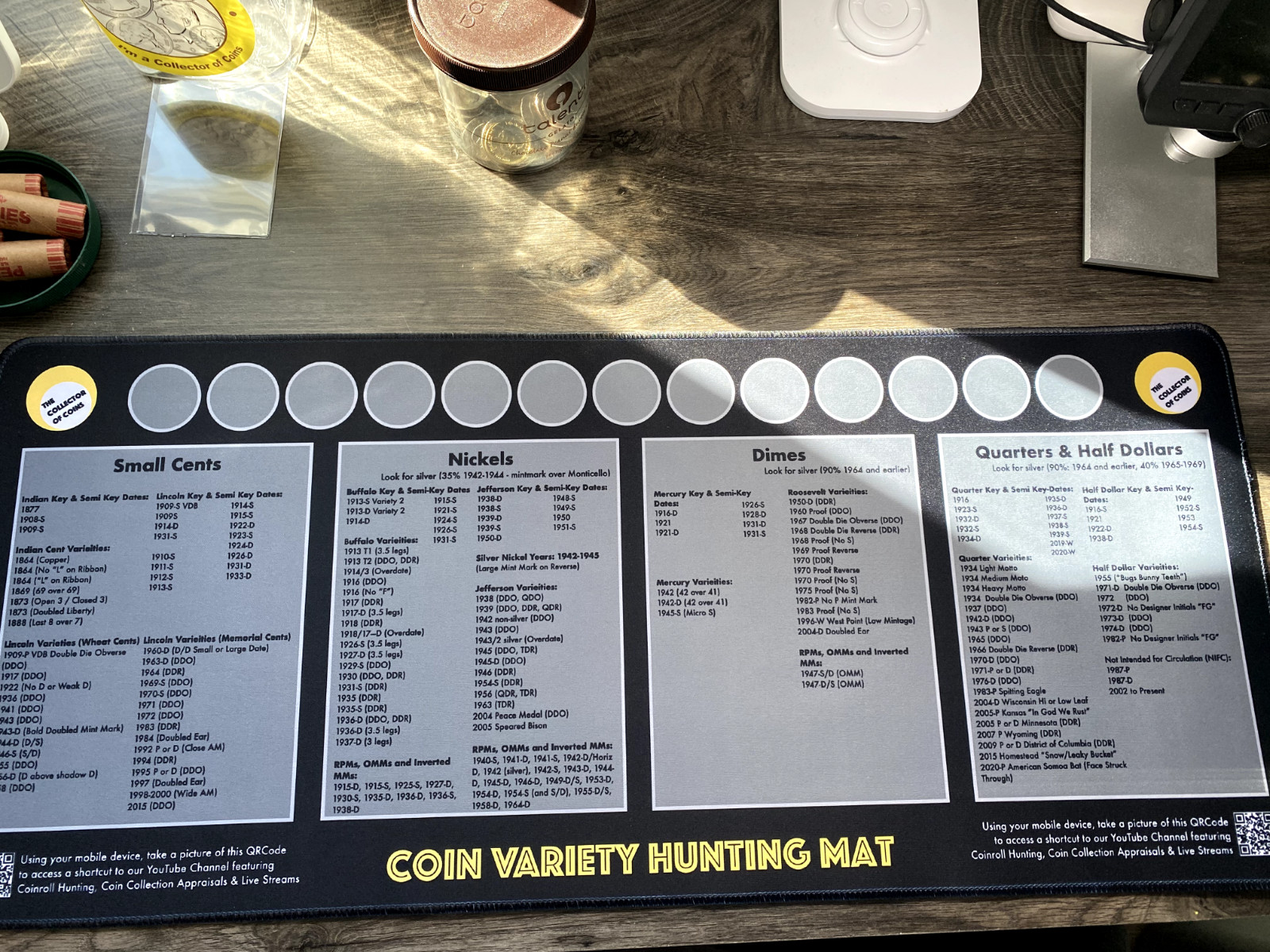 12” x 27.5” Coin Roll Hunting Mat: Large-Rubber Backed, Machine Washable Cloth