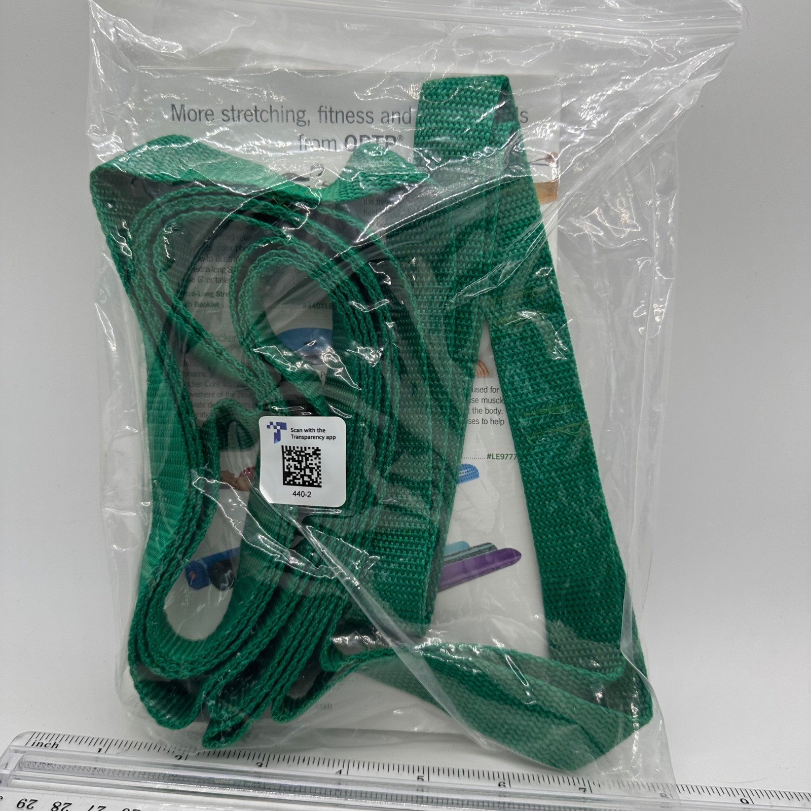 OPTP Stretch Out Strap Stretching Guide Green Exercise Yoga Pilates Band