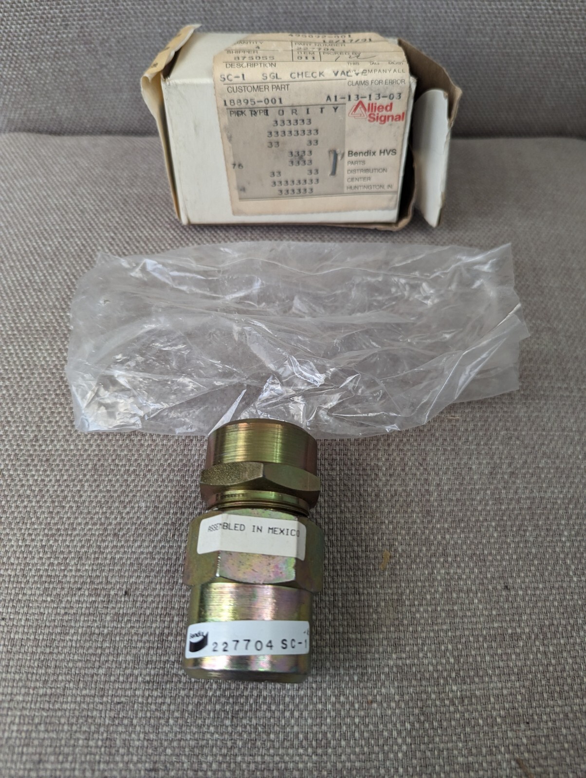 Bendix 227704 SC1 SGL Check Valve