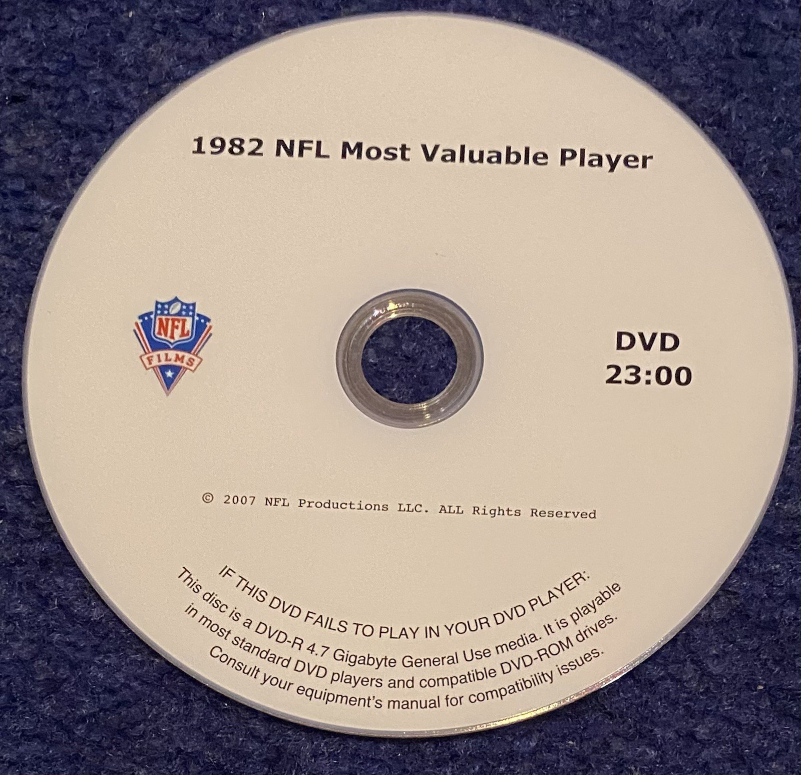 1982 NFL Most Valuable Player —DVD NFL Films