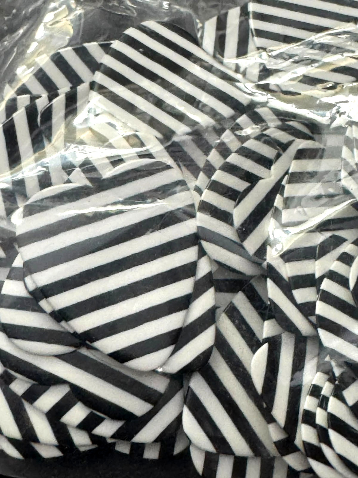BULK Lot #28 - 1 Bag of 100 Guitar Picks Striped Design HEART SHAPED!