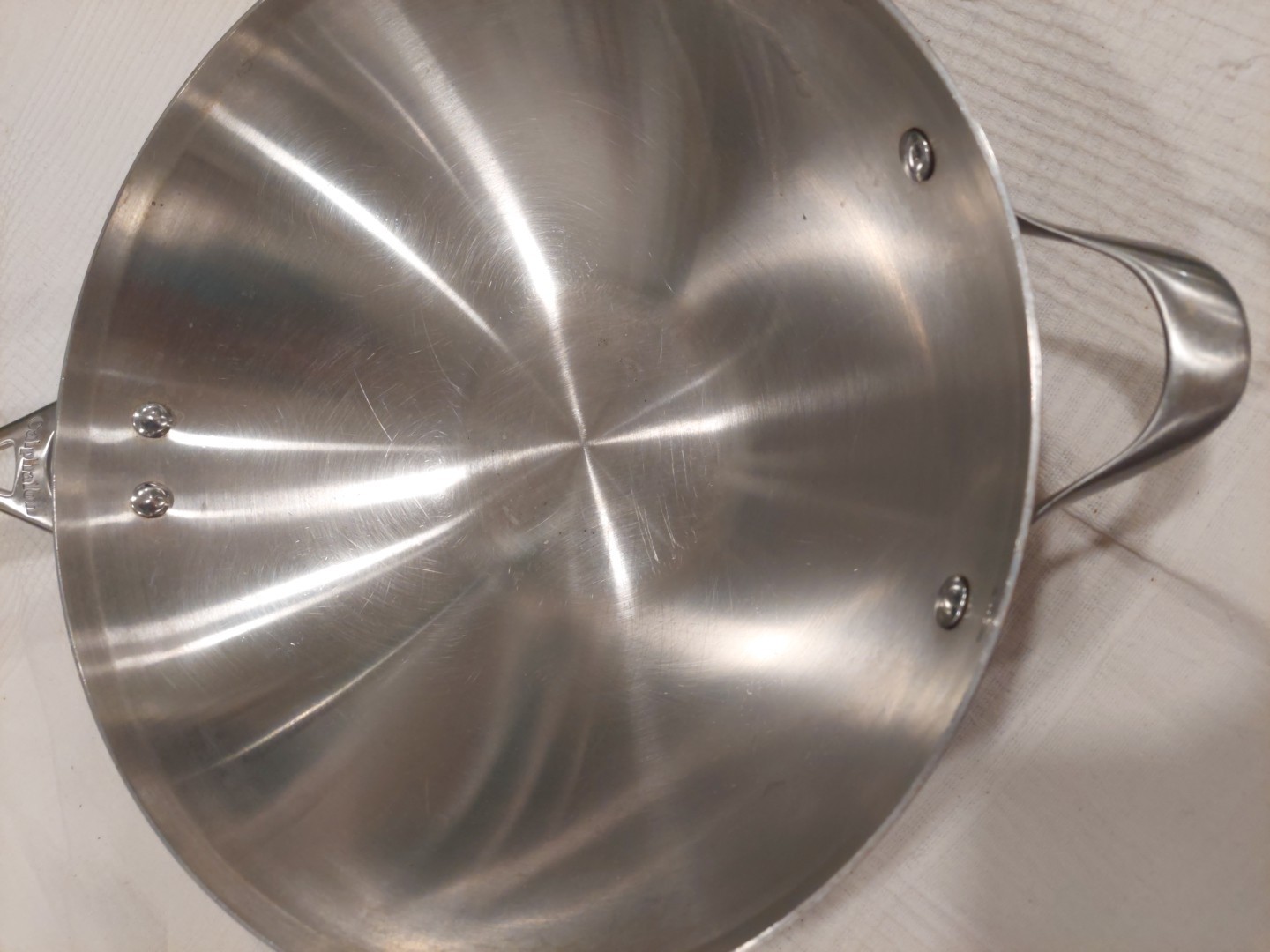 Calphalon Stainless Steel 13” Wok 155 Flat Bottom Cooking Pan With Lid