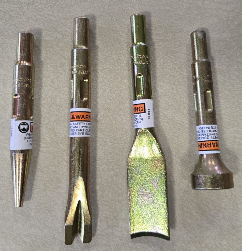 NOS Snap On PH2040 In-Line Air Hammer Mixed Lot of 4 Different Bits Chisel ~ USA