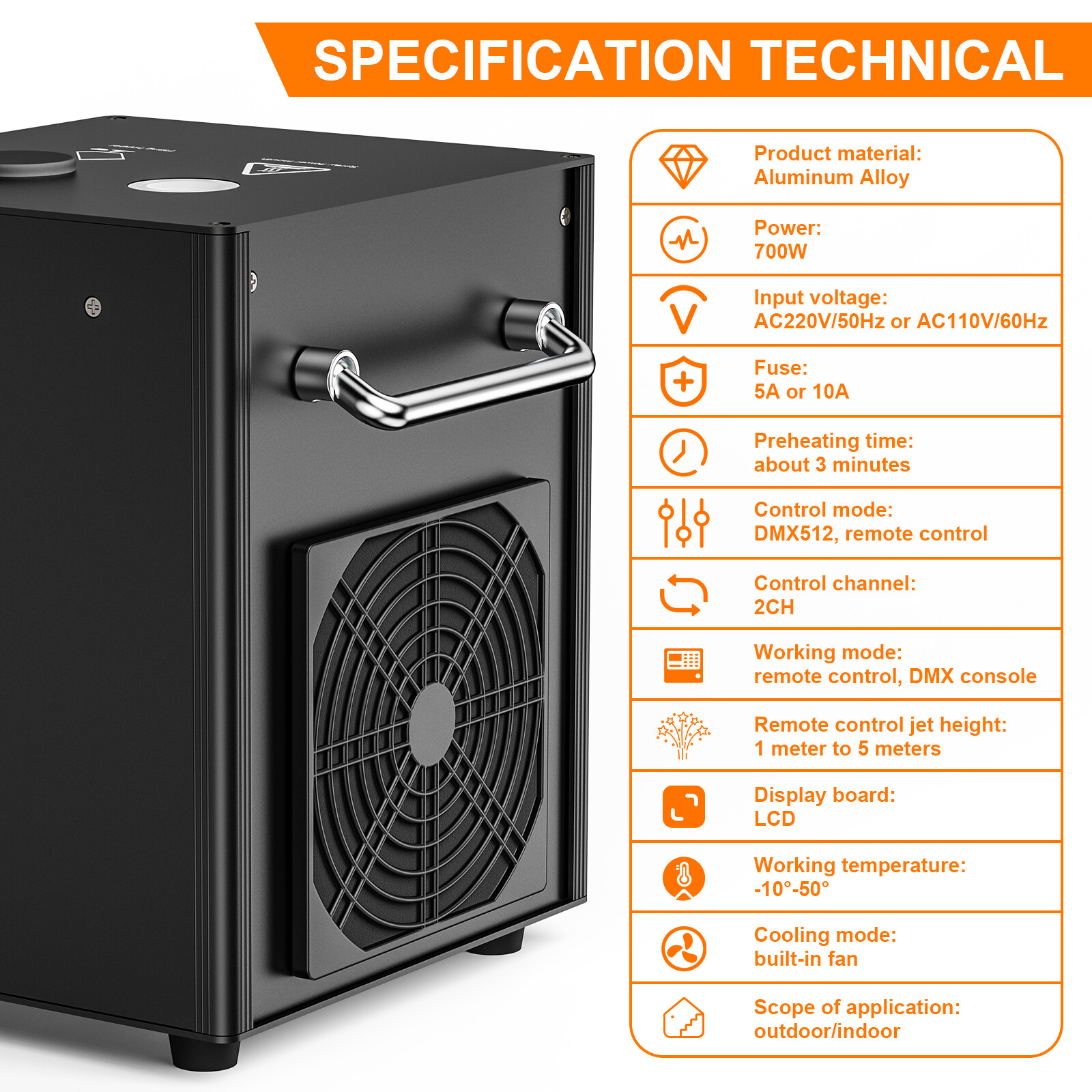 2PCS Cold Spark Machine 700W Stage Effect DMX Firework Wedding 6.6-9.8ft w/Case