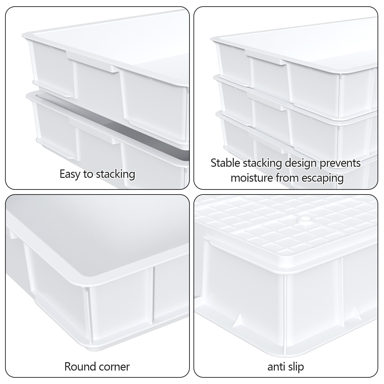 Cand Pizza Dough Proofing Box Tray, Stackable Commercial Quality Trays, 4 Tray