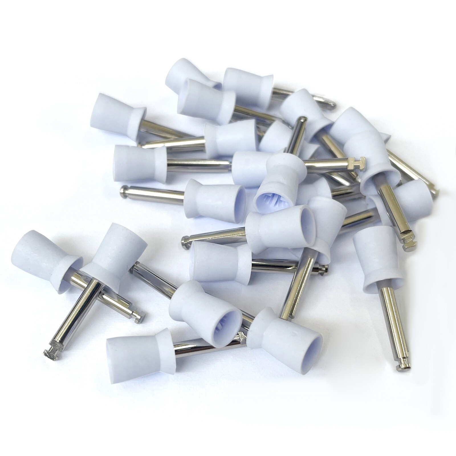 100Pcs Dental Rubber Prophy Teeth Polishing Cups Polish Latch Type Brushes White