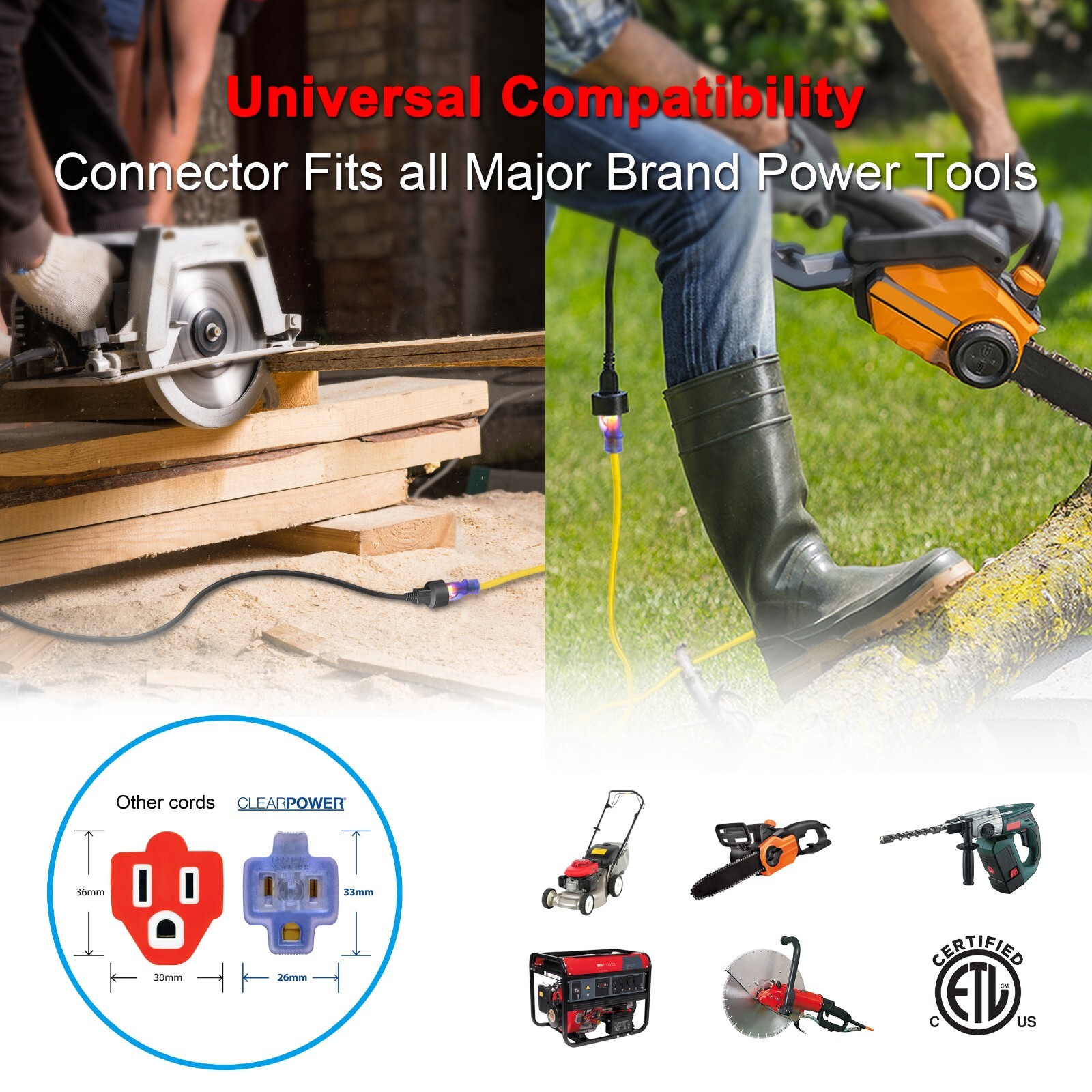 CP 100ft 12/3 SJTW Yellow Outdoor Extension Cord w/Power Indicator Light,CP10149