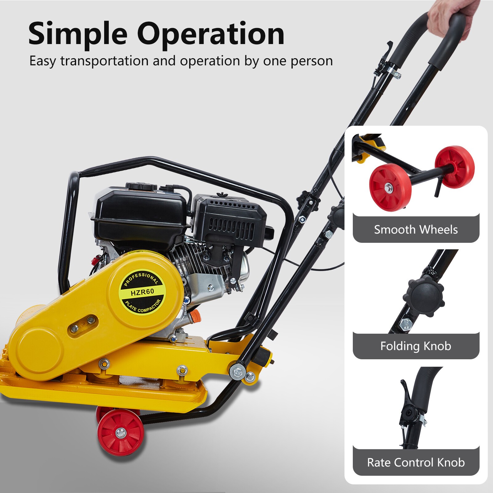 7.0HP Walk-Behind Vibratory Plate Compactor soil Dirt Rammer 212cc Gas Engine