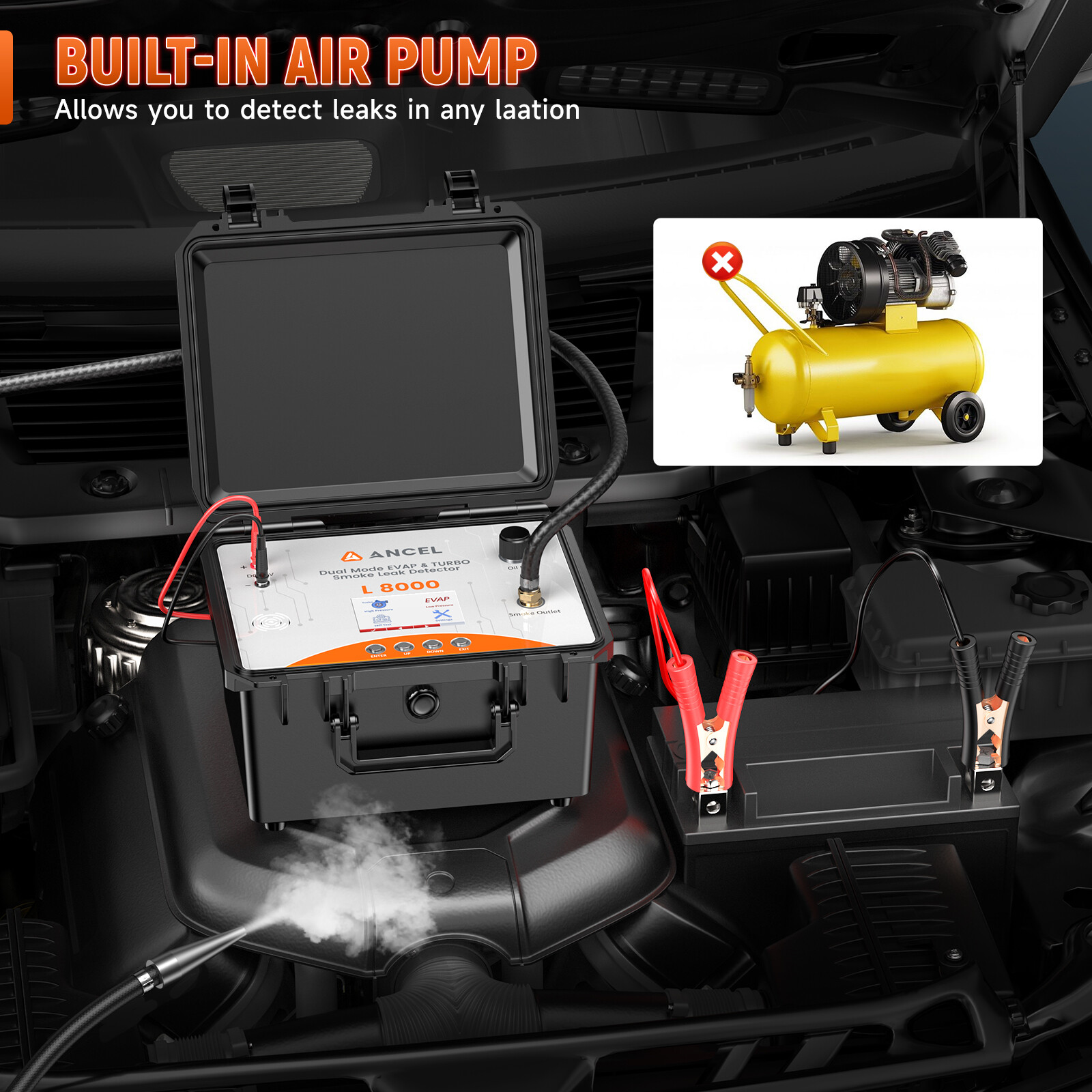 Ancel L8000 EVAP Smoke Machine Leak Tester Dual Mode Diagnostic Turbo System Kit