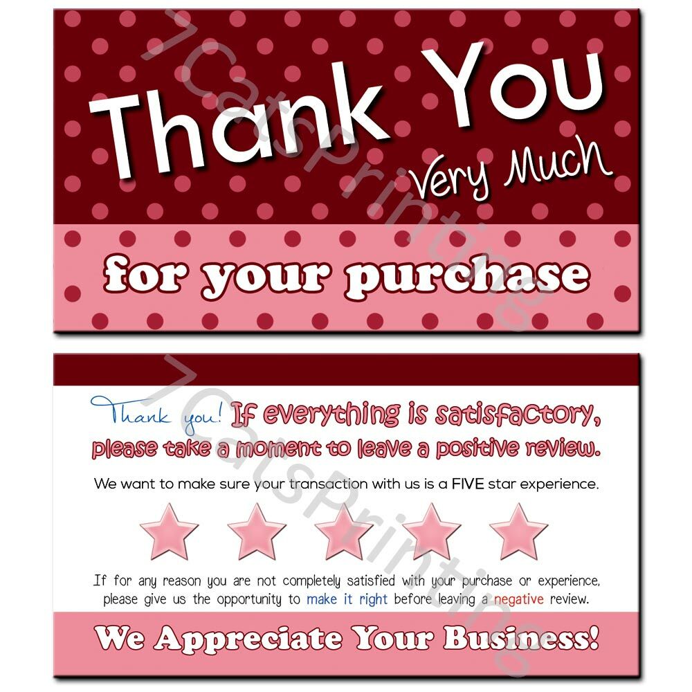 100 Thank You For Your Purchase Order Cards for eBay Poshmark Etsy Seller Notes