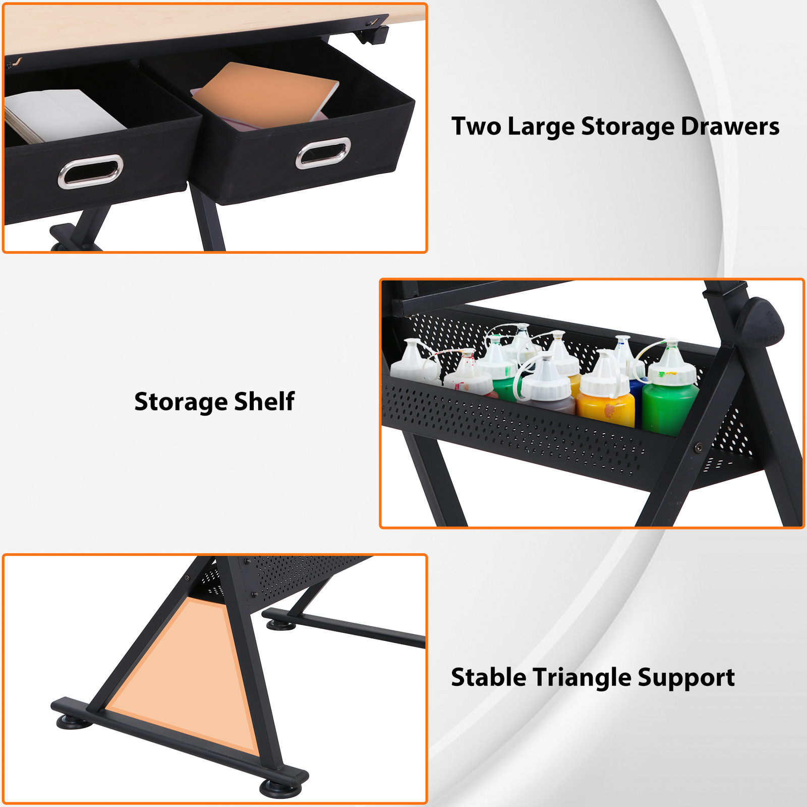 Drafting Table Art Artist Desk Drawing Table Adjustable Tilted Tabletop w/Stool