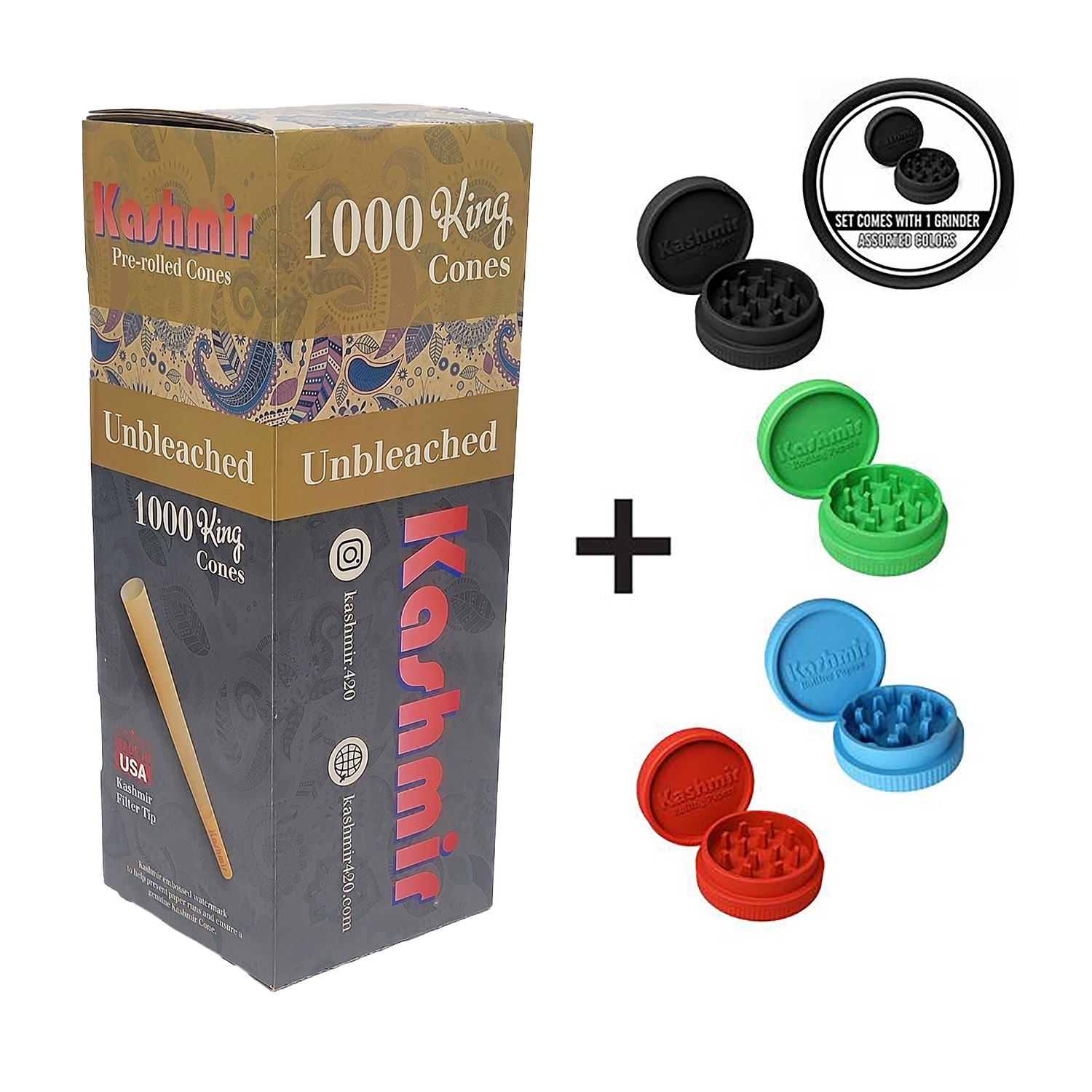 Kashmir Pre Rolled Cones Unbleached King Size 1000 Ct Bulk Box Rolling Papers