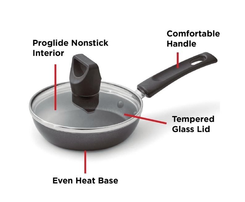4.5 inch Black T-fal Easy Care Nonstick Cookware, Covered One Egg Wonder Fry Pan