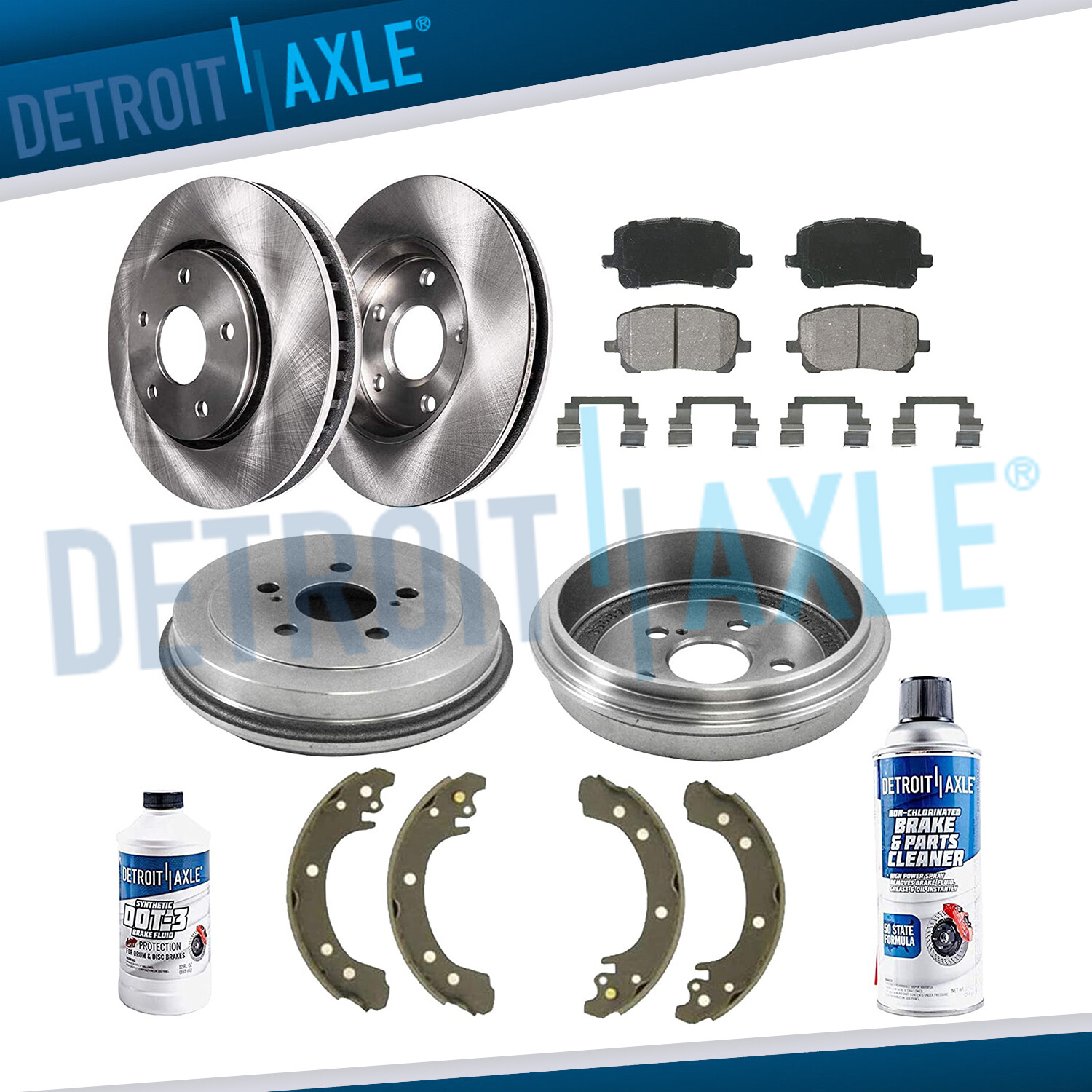 Front Rotors Rear DRUMS + Brake Pads & Shoes for 2003 2004 - 2008 Toyota Corolla