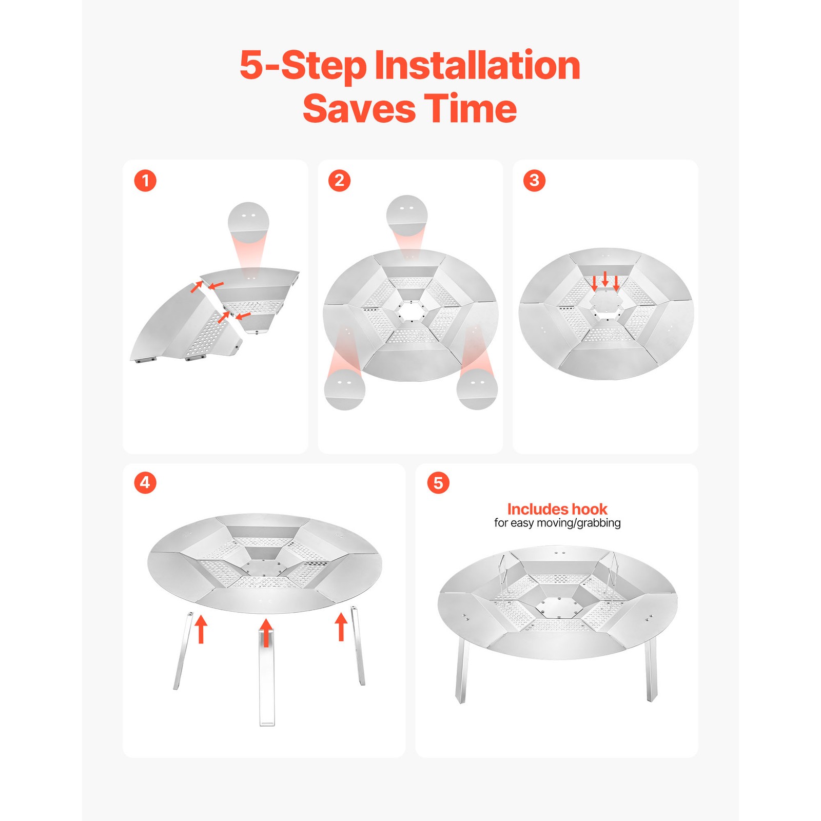 Fire Pit Heat Deflector for Solo Stove Yukon 27 in Bonfire Stainless Steel