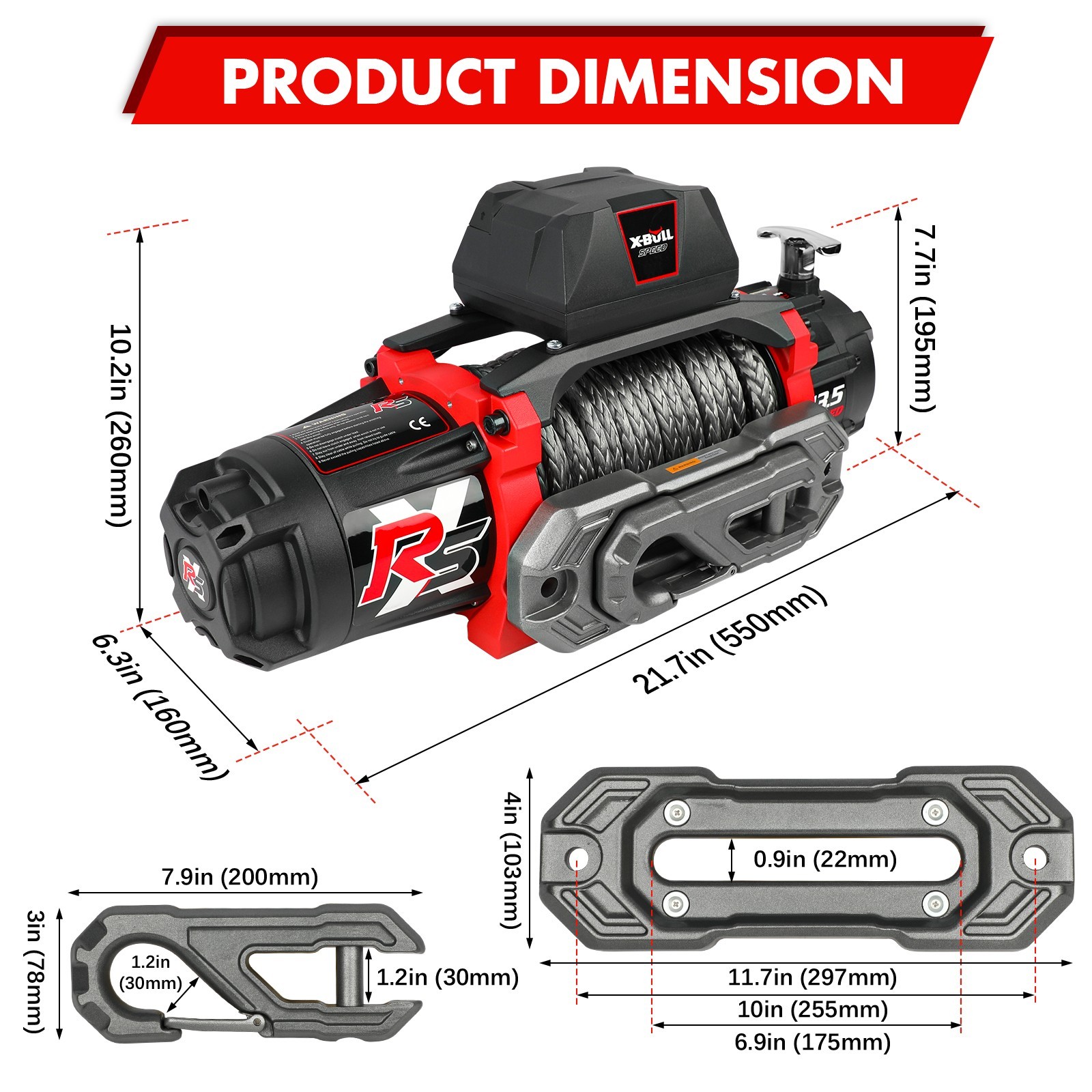 X-BULL Electric Winch 14500LBS 13500LBS 12000LBS 4WD Trailer Jeep Winch Offroad